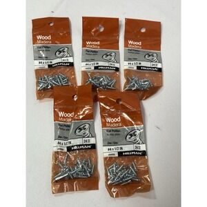 Lot Of 5 Packs (24 Screws) Hillman #4 X 1/2  In Flat Phillips Wood‎ Screws